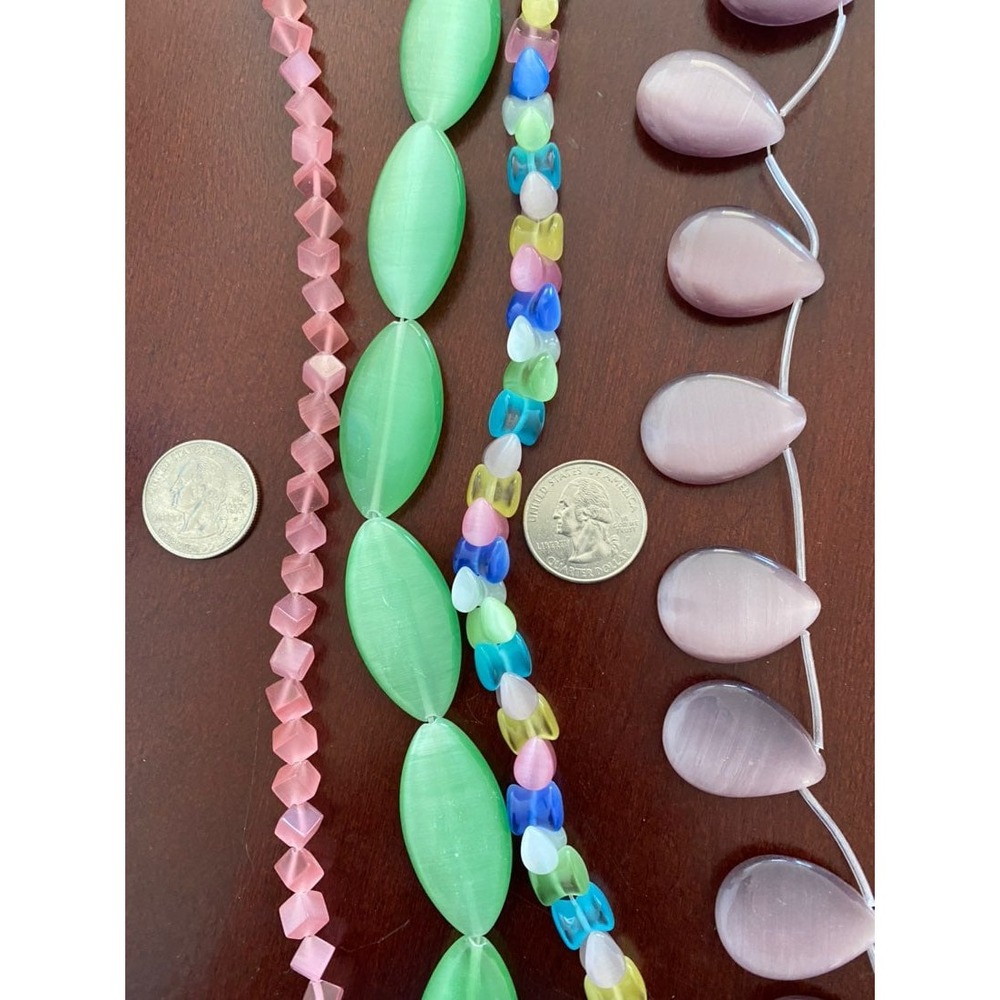 4 Gorgeous strands Cat Eye beads 15" M9